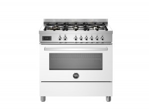 Bertazzoni Professional-Serien. 90 cm gasspis med 6-brännare, elektrisk ugn. Vit. (PRO96L1EBIT) - 5 års garanti