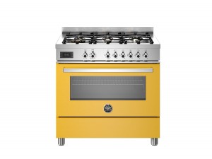 Bertazzoni Professional-Serien. 90 cm gasspis med 6-brännare, elektrisk ugn. Gul. (PRO96L1EGIT) - 5 års garanti