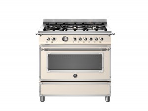 Bertazzoni 90 cm gasspis, 6 - brännare + grill , elektrisk singelugn med 11 funktioner. (HER96L1EAVT) - 5 års garanti