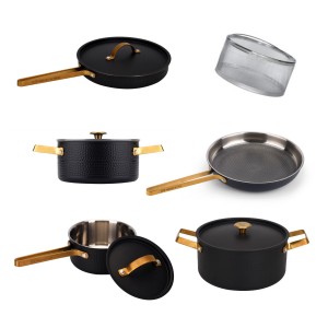 Vargen & Thor Deluxepaket (ARVET XL) - kokkärl i 5 delar + 1 pastakorg. (Matt svart) Fri frakt, omgående leverans. - 2 års garanti