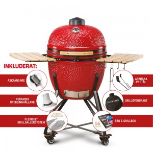 Kamado Bono kolgrill. (Grande) Röd. 23