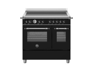 Bertazzoni Heritage-serien. 90 cm spis, 5 induktionszoner med flexizone. matt svart. Dubbelugn med varmluft + konventionell med rotisserie. (HER95I2ENEC) - 5 års garanti