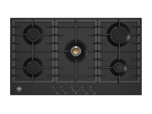 Bertazzoni Modern-serien. 90 cm gashäll med central dubbelwok. 5 zoner. (Matt svart) (P905CMODNE) - 5 års garanti