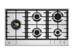 Bertazzoni Modern-serien. 90 cm gashäll med dubbelwok på sidan. 5 zoner. (Rostfritt stål) (P905LMODX) - 5 års garanti