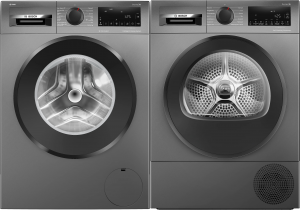 Bosch Serie 6. Tvätt & Tork – 9 kg. i-DOS. Värmepump. Antracitgrå. (WGG244RFSN) + (WQG245DXSN). Fri hemleverans. - 2 års garanti