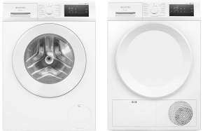Siemens iQ300. Tvätt & Tork – 8 kg. Värmepump. smartFinish. Vit. (WM14N08LDN) + (WT43HV0EDN) Fri hemleverans. - 2 års garanti