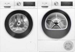 Siemens iQ500. Tvätt & Tork – 9 kg + 9 kg. 1400 varv/min. Värmepump. smartFinish. stainRemoval. autoDry. Vit. (WG44G2ZLDN) + (WQ42G20KDN). Fri hemleverans. - 2 års garanti
