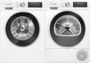 Siemens iQ500. Tvätt & Tork – 10 kg + 9 kg. i-Dos. Värmepump. smartFinish. stainRemoval. autoDry. Vit. (WG54G2FKDN) + (WQ42G20KDN). Fri hemleverans. - 2 års garanti