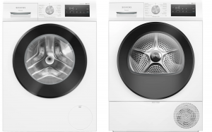 Siemens iQ300. Tvätt & Tork – 9 kg + 8 kg. Värmepump. smartFinish. speedPack L. Vit. (WM14N29PDN) + (WT45HV0EDN.) Fri hemleverans. - 2 års garanti