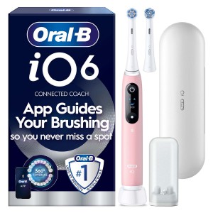 Oral-B Eltandborste iO6 Pink Sand Sensitive, 1 Extra Refill. (067461) - Fri frakt
