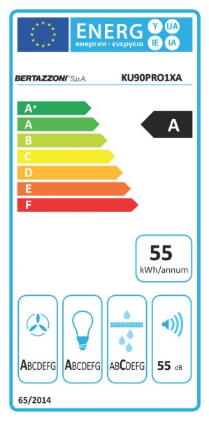 Energidekal Bertazzoni Professional-serien. 120 cm, underbygg fläkt, rostfri, 1 motor, effekt 800 m3/h. (KU120PRO1XA) - 5 års garanti