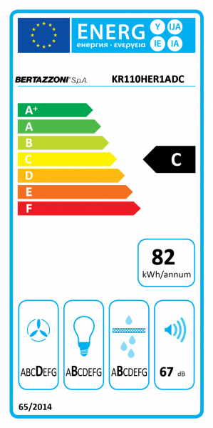 Energidekal Bertazzoni Heritage-serien. Väggmonterad fläkt. 70 cm. 700 m3/h matt svart. (KR70HER1NEDA) - 5 års garanti