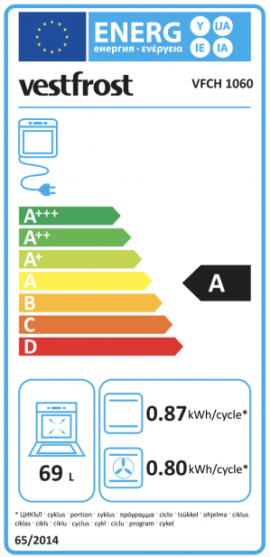 Energidekal Vestfrost Fristående spis - Vit - 59,5cm - 69ltr - A. 4 års garanti VFCH 1060 (18004)