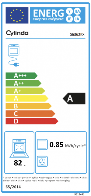 Energidekal Cylinda Spis. 60 cm. Keramisk häll. 4 zoner. Ångrengöring. Pizzafunktion. 230V. Vit. (S6362KX - 1003171) Fri hemleverans. - 2 års garanti
