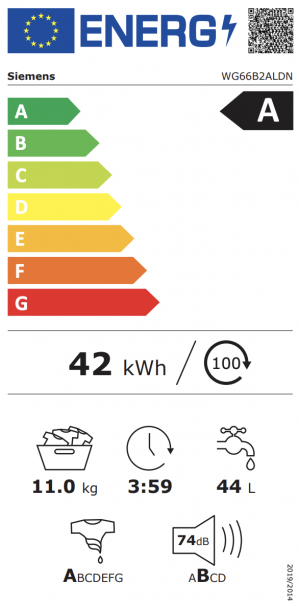 Energidekal Siemens iQ700. Frontmatad tvättmaskin. 11 kg. 1600 varv/min. i-DOS. Home Connect. Vit. (WG66B2ALDN) Fri hemleverans. - 2 års garanti